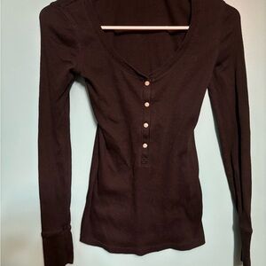 Victoria's Secret Black Long Sleeve Henley